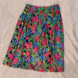 Koret Vintage 90's Colorful Floral Midi Skirt Size 14